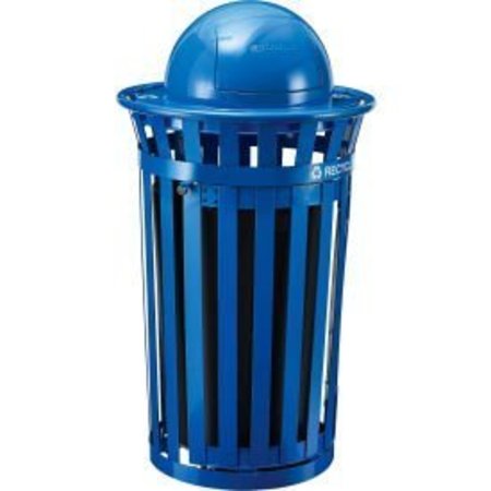 GLOBAL EQUIPMENT Recycling Can w/Access Door   Dome Lid, 36 Gallon, Blue 261947BL
